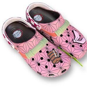 Crocs Classic Clog Demon Slayer Nezuko Pink Sandals Shoes Men's Size 13 Jibbitz